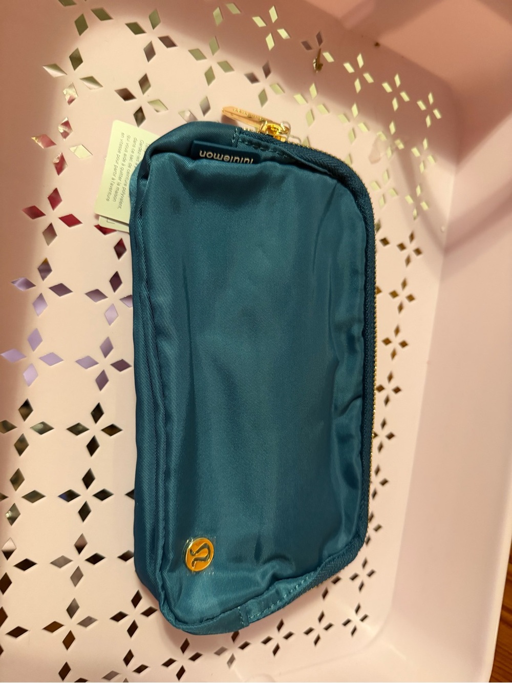 lululemon athletica Teal Zip Pouch with Gold Accent